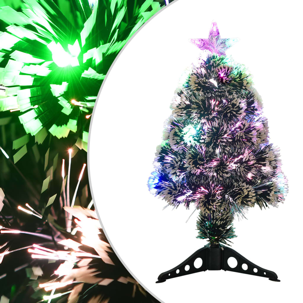 vidaXL Weihnachtsbaum mit Beleuchtung Grün und Weiß 64cm Glasfaser