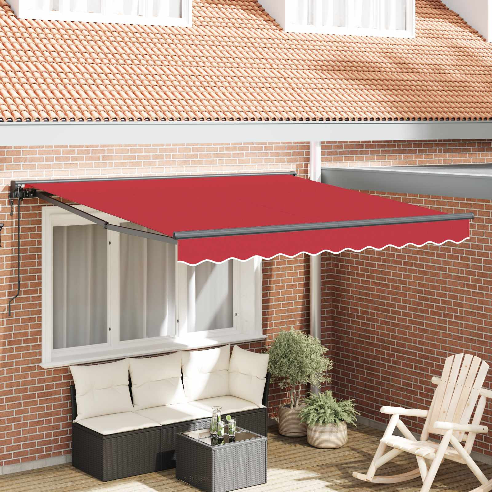 vidaXL Markisenrahmen Rot 350 x 250 cm Polyester mit PU-Beschichtung