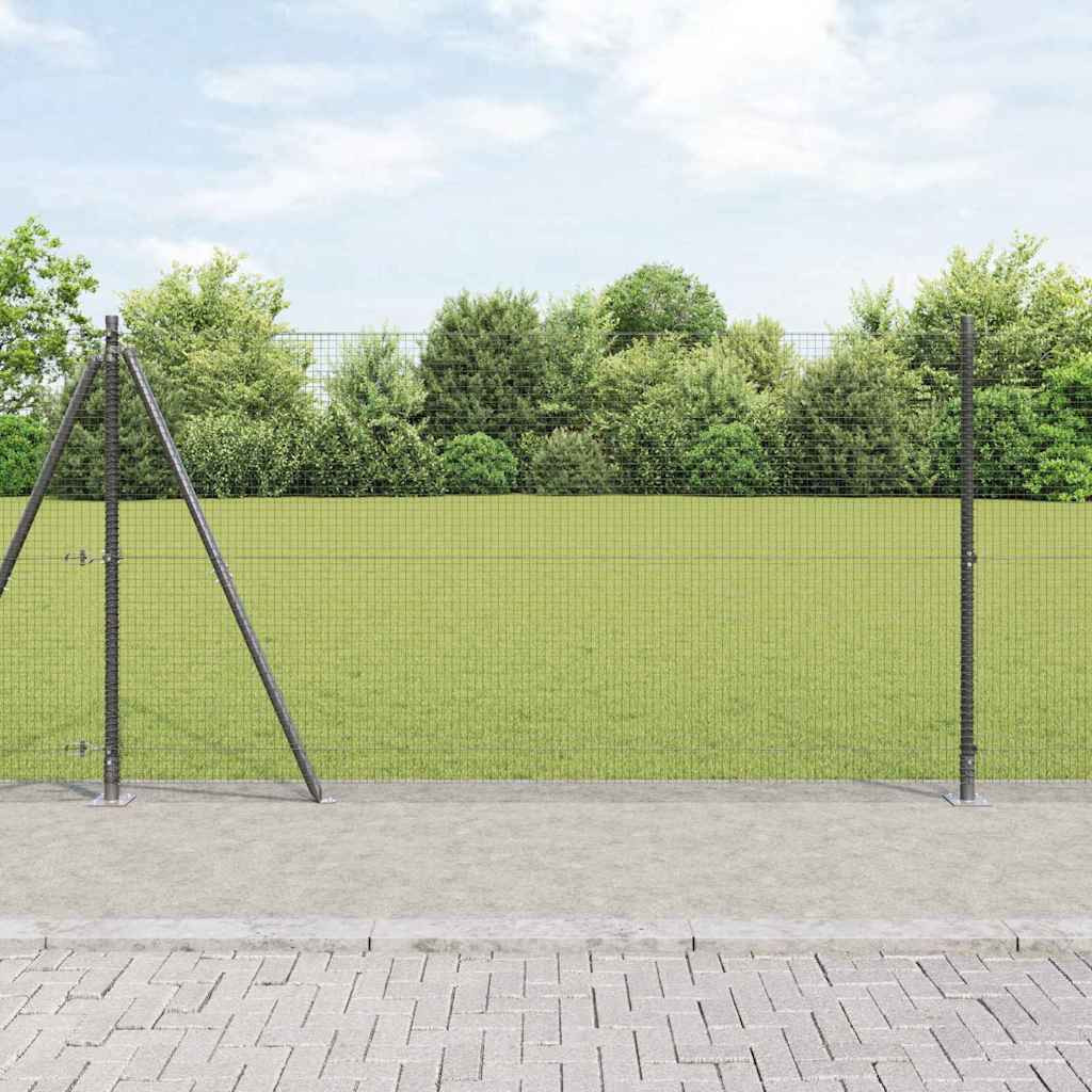 vidaXL Geschweißter Drahtzaun mit Betonsockel 25 x 1,2 m Grau Netz