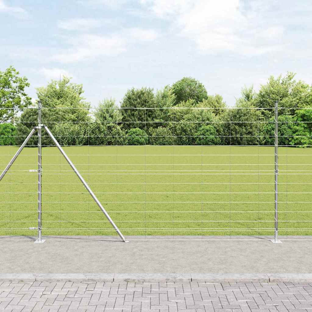vidaXL Geschweißter Drahtzaun mit Betonfundament 50 x 1,4 m Silber