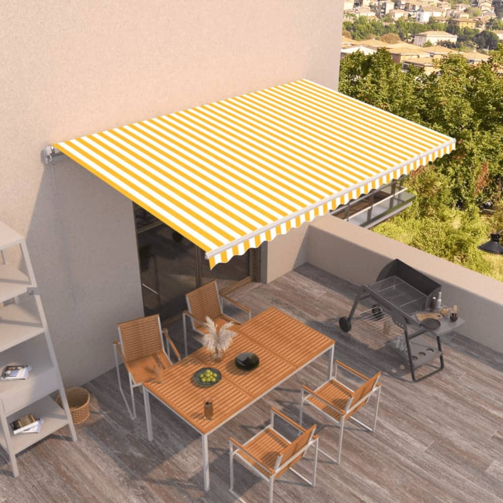 vidaXL Markise Manuell Einziehbar 500x350 cm Gelb und Weiß