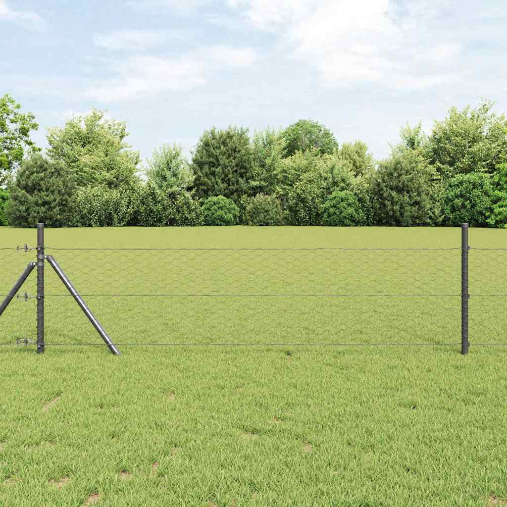 vidaXL Bodenmontierter Sechseckzaun 25 x 0,8 m PVC-beschichteter Stahl
