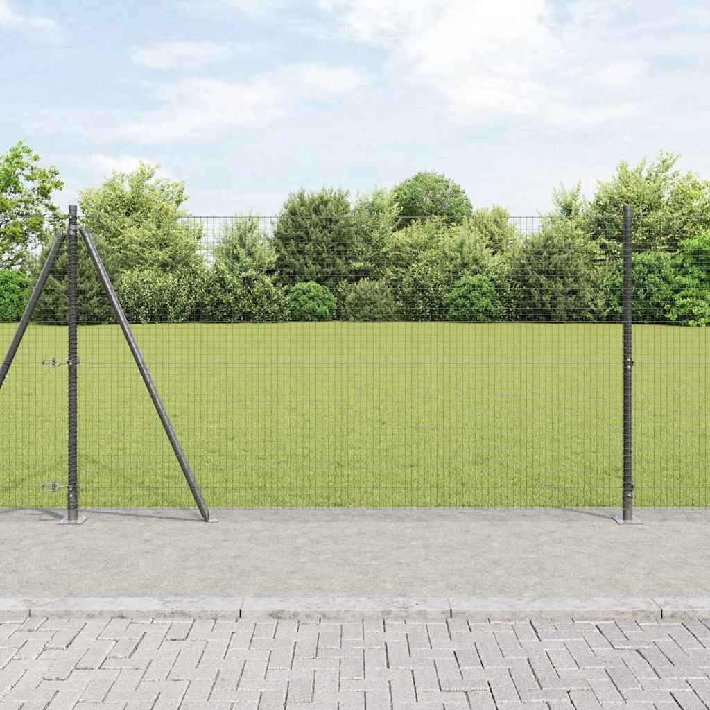vidaXL Geschweißter Drahtzaun mit Betonsockel 25 x 1,2 m Grau Netz