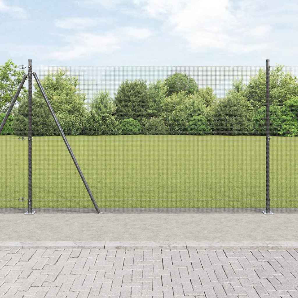 vidaXL Geschweißter Drahtzaun mit Betonsockel 25 x 1,4 m Grau Netz