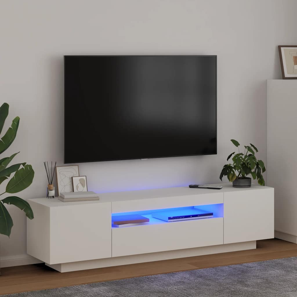 vidaXL TV-Schrank mit LED-Leuchten Weiß 160x35x40 cm