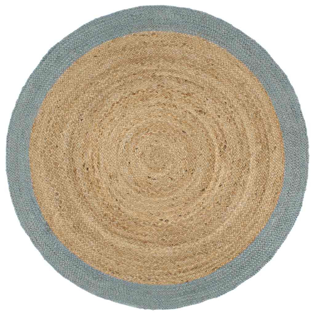 vidaXL Teppich Handgefertigt Jute mit Olivgrünem Rand 240 cm