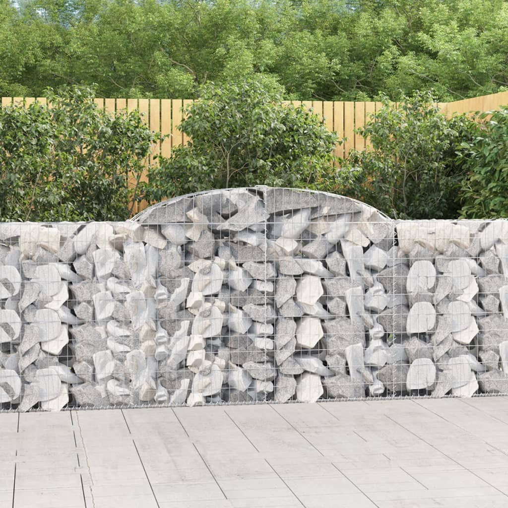 vidaXL Gabionen mit Hochbogen 7 Stk. 300x30x100/120cm Verzinktes Eisen