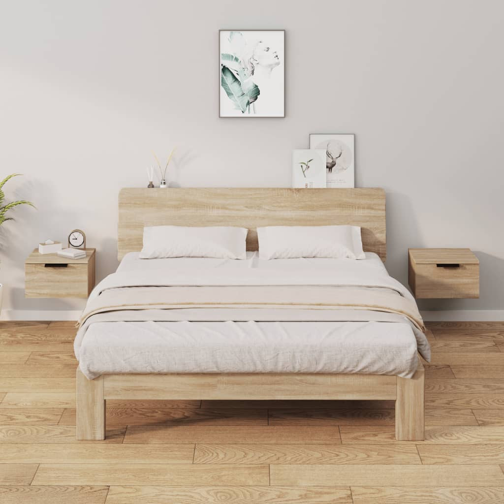 vidaXL Wand-Nachttische 2 Stk. Sonoma-Eiche 34x30x20 cm