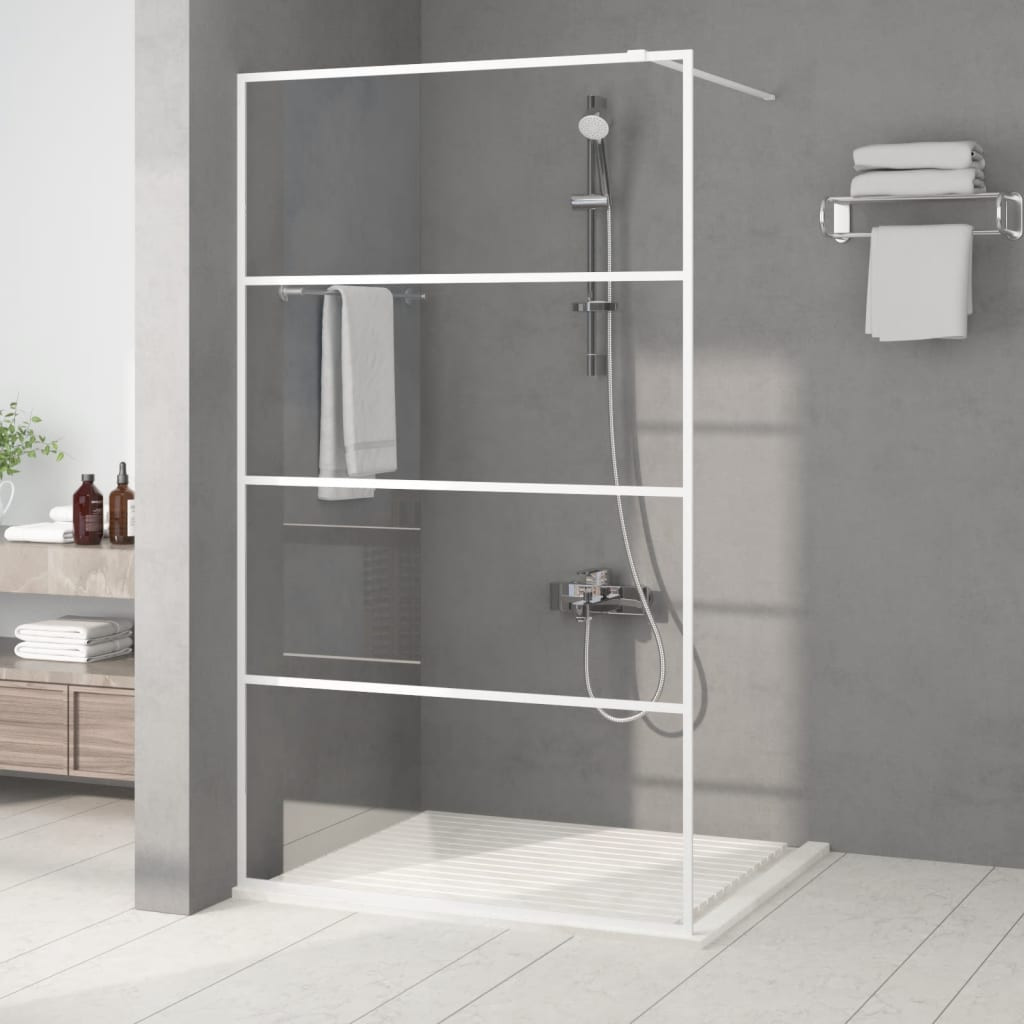 vidaXL Duschwand für Begehbare Dusche Weiß 115x195 cm ESG-Klarglas