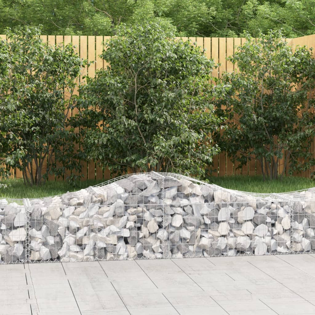 vidaXL Gabionen mit Hochbogen 11 Stk. 200x50x40/60 cm Verzinktes Eisen