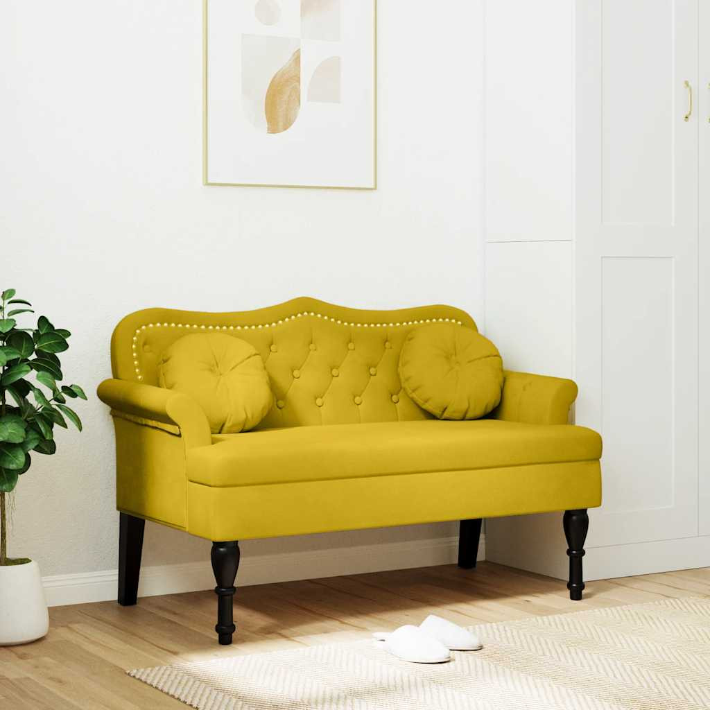 vidaXL Sitzbank mit Kissen Gelb 120,5x65x75 cm Samt