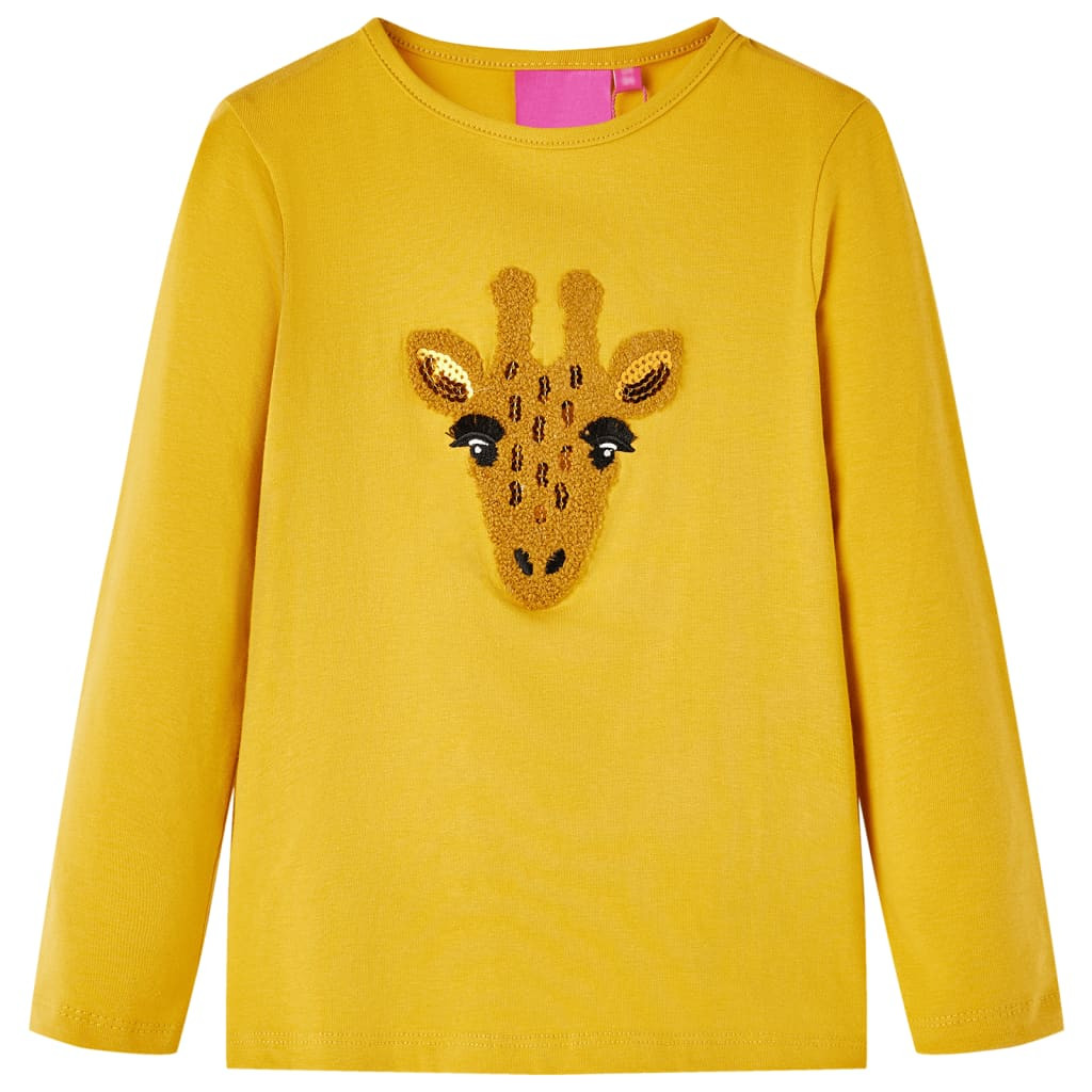 Kinder-Langarmshirt Dunkles Ocker 140