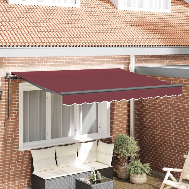 vidaXL Einziehbare Markise Bordeauxrot 300 x 200 cm Stoff