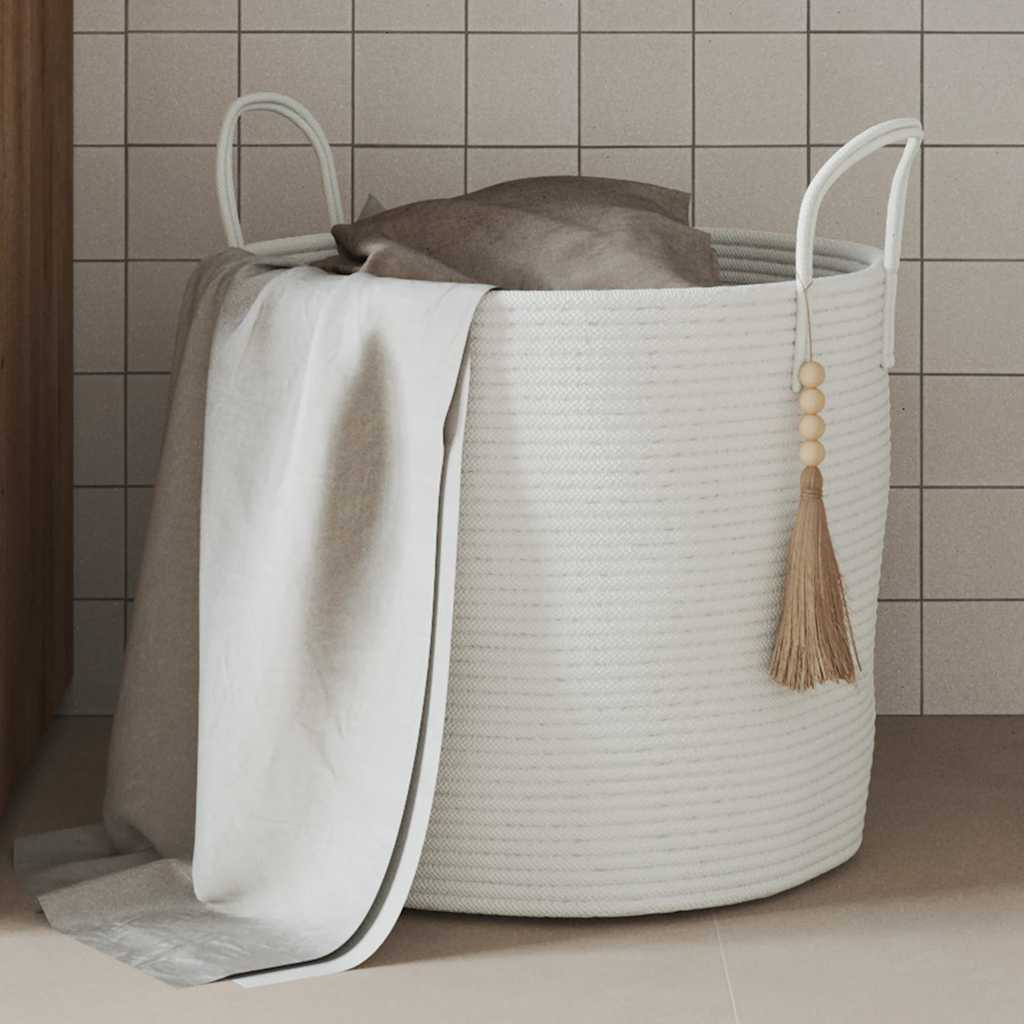 vidaXL Aufbewahrungskorb Weiß Ø40x35 cm Baumwolle