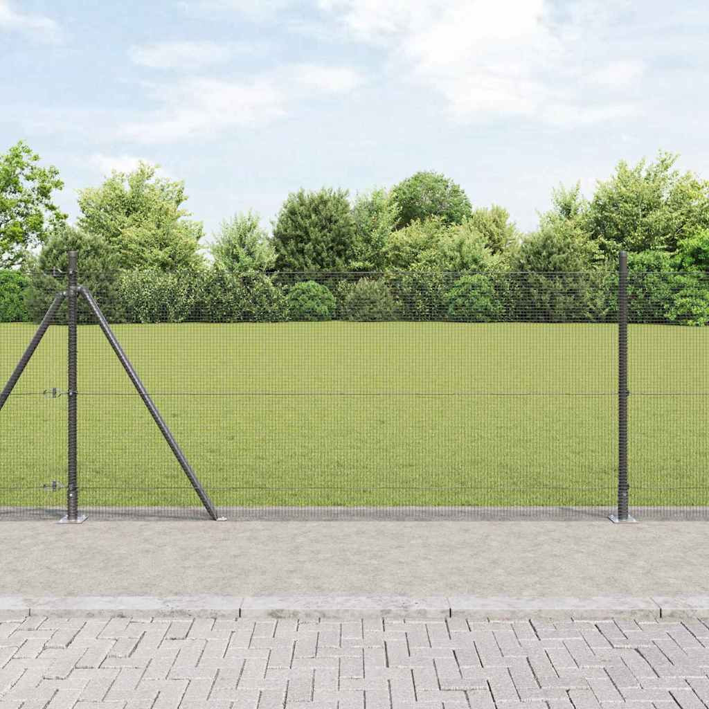 vidaXL Geschweißter Drahtzaun mit Betonsockel 25 x 1,5 m Grau Netz
