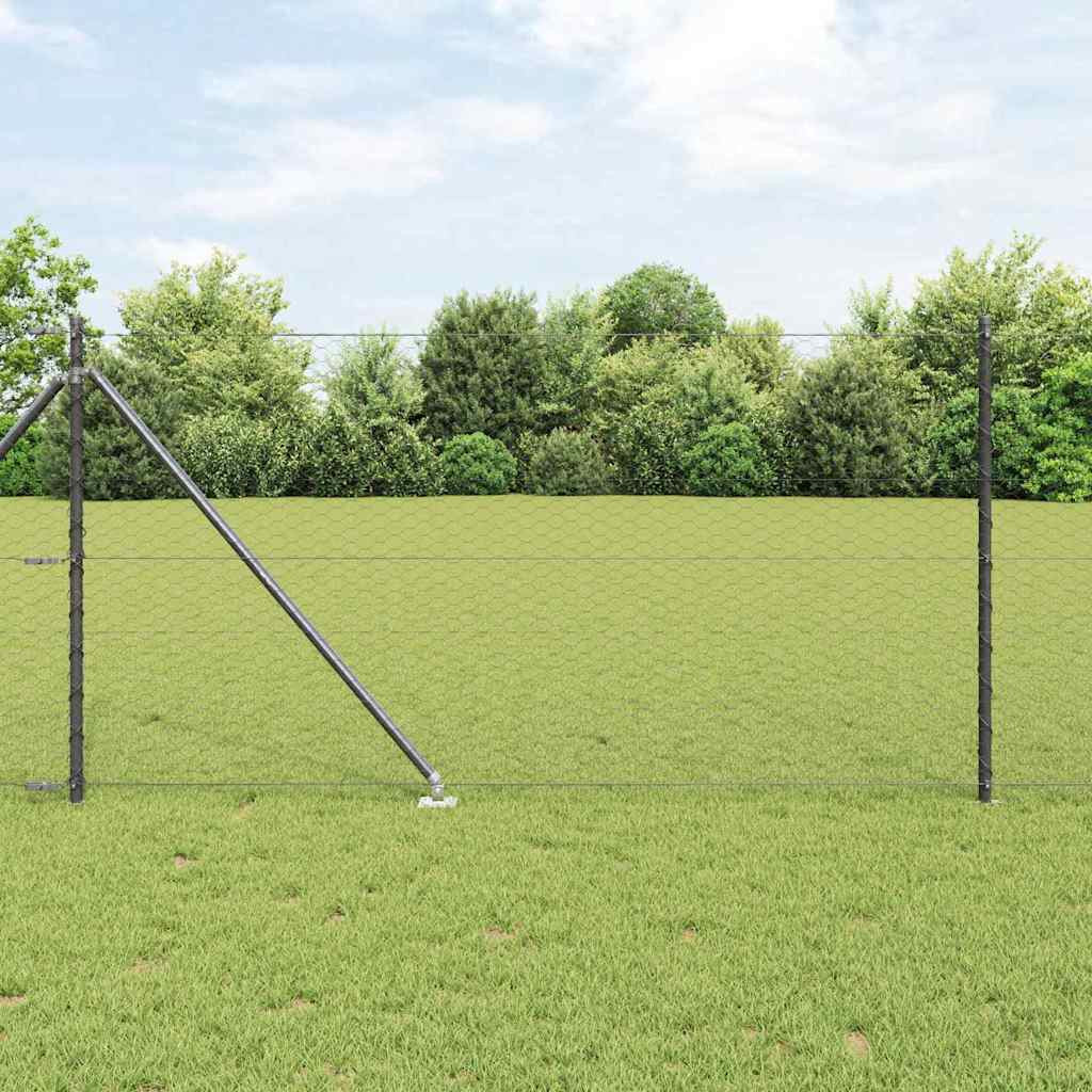 vidaXL Sechseckzaun mit Pfosten 100 x 1 m PVC-beschichteter Stahl Grau