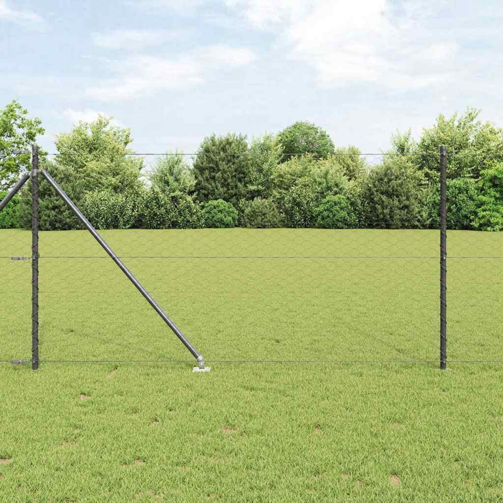 vidaXL Sechseckzaun mit Pfosten 100 x 1 m PVC-beschichteter Stahl Grau
