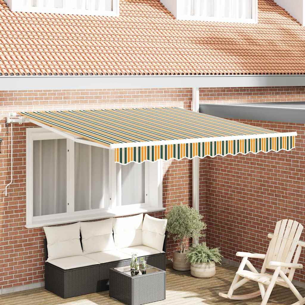 vidaXL Ausziehbare Markise Grün und Gelb 350 x 250 cm