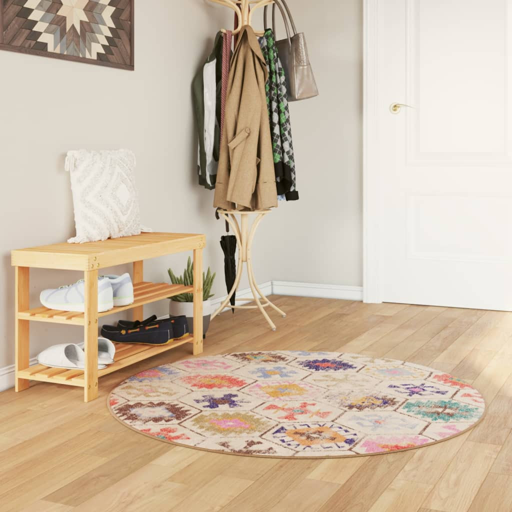 vidaXL Teppich Waschbar Mehrfarbig Ø 120 cm