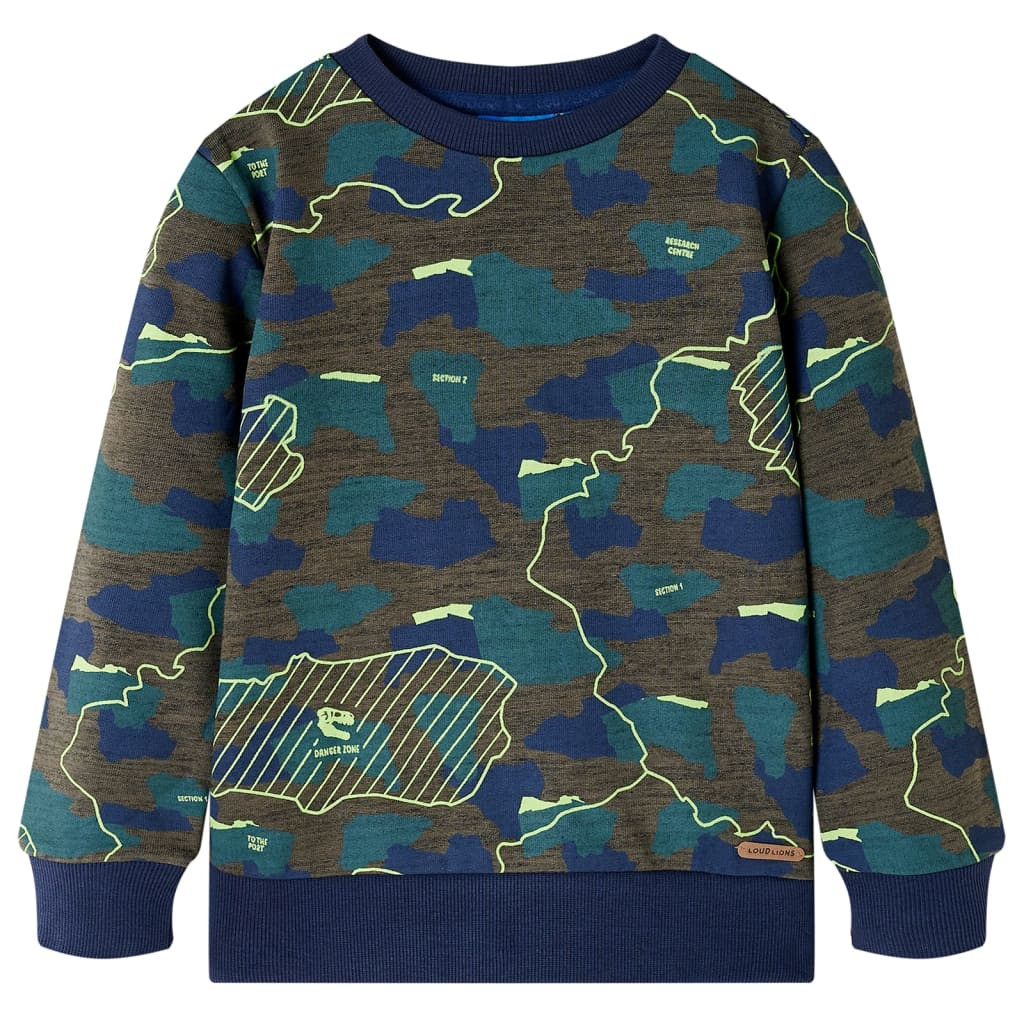 Kinder-Sweatshirt Dunkles Khaki Melange 128