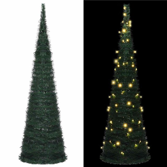 vidaXL Weihnachtsbaum with LED String Lights Grün 150 x 150 cm PVC