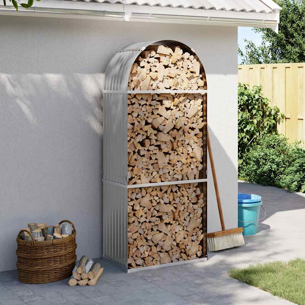 vidaXL Kaminholzunterstand Hellgrau 80x45x190 cm Verzinkter Stahl