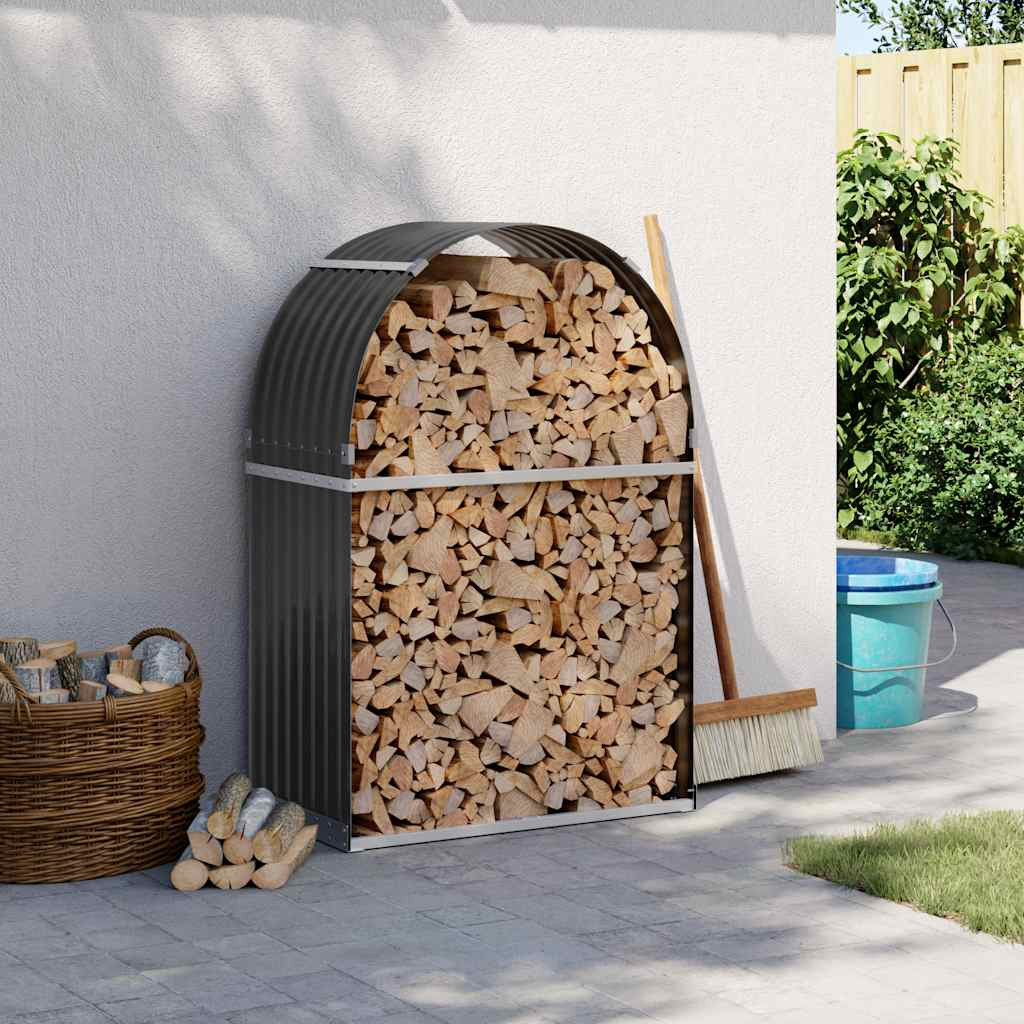 vidaXL Holzkorb Anthrazit 80x45x120 cm Verzinkter Stahl