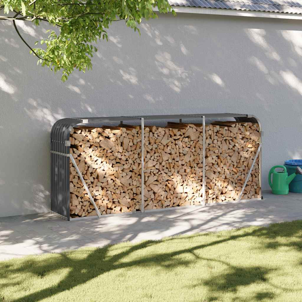 vidaXL Holzkorb Anthrazit 234x45x100 cm Verzinkter Stahl