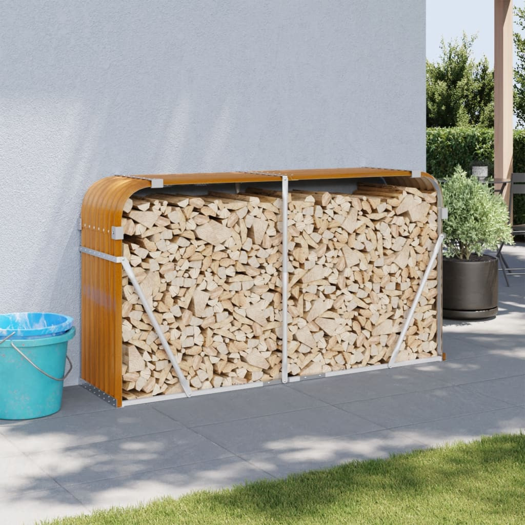 vidaXL Kaminholzunterstand Holzoptik 180x45x100 cm Verzinkter Stahl