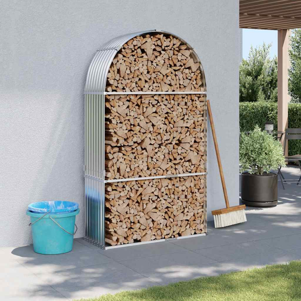 vidaXL Kaminholzunterstand Silbern 120x45x210 cm Verzinkter Stahl