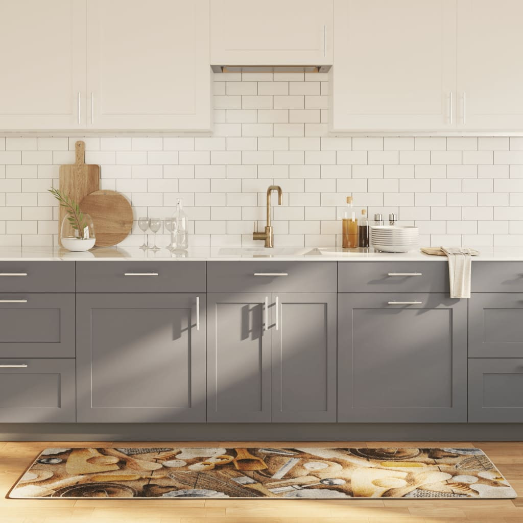 vidaXL Küchenteppich Mehrfarbig 60x180 cm Waschbar