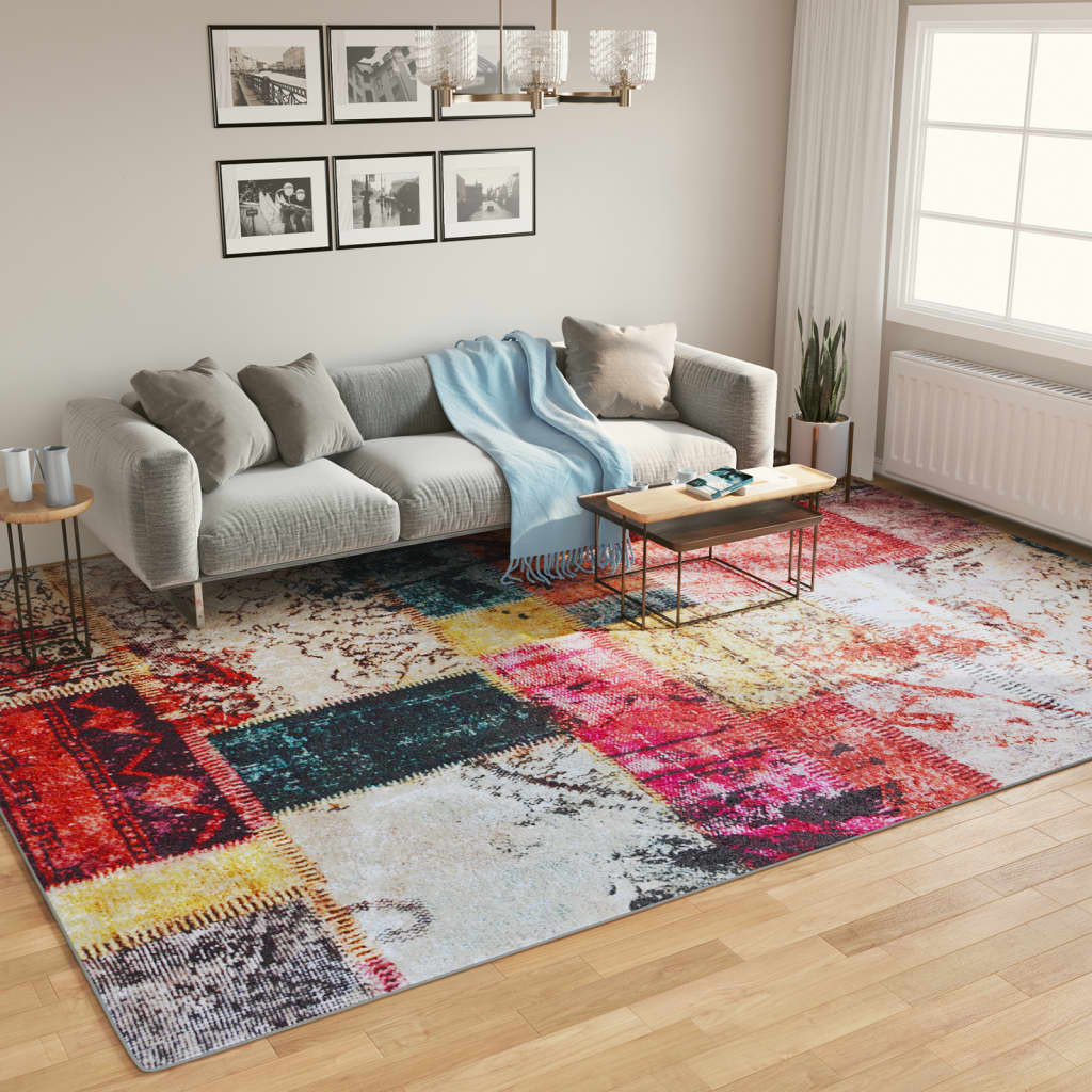 vidaXL Teppich Waschbar Mehrfarbig 400x300 cm