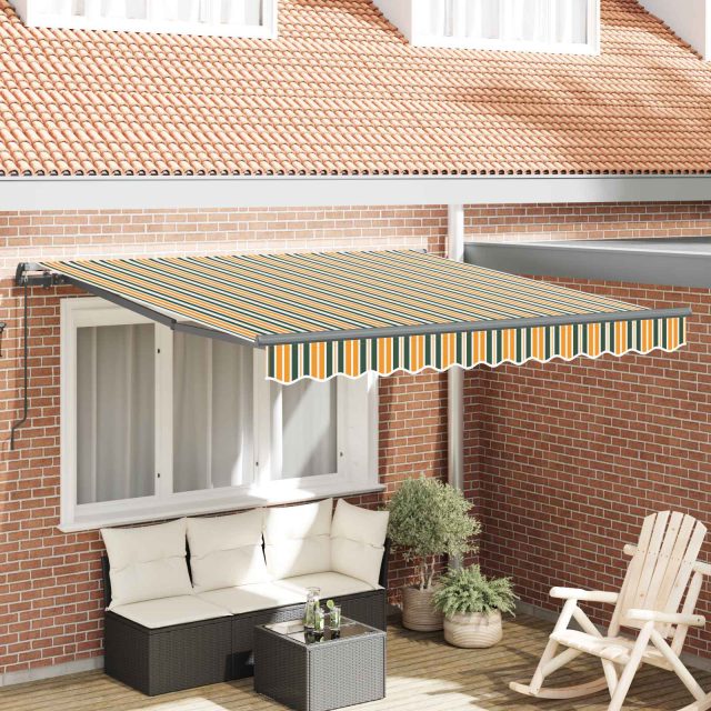 vidaXL Ausziehbare Markise Grün und Gelb 350 x 250 cm