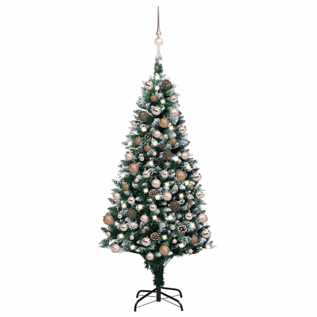 vidaXL Künstlicher Weihnachtsbaum mit LEDs Kugeln Zapfen 180 cm