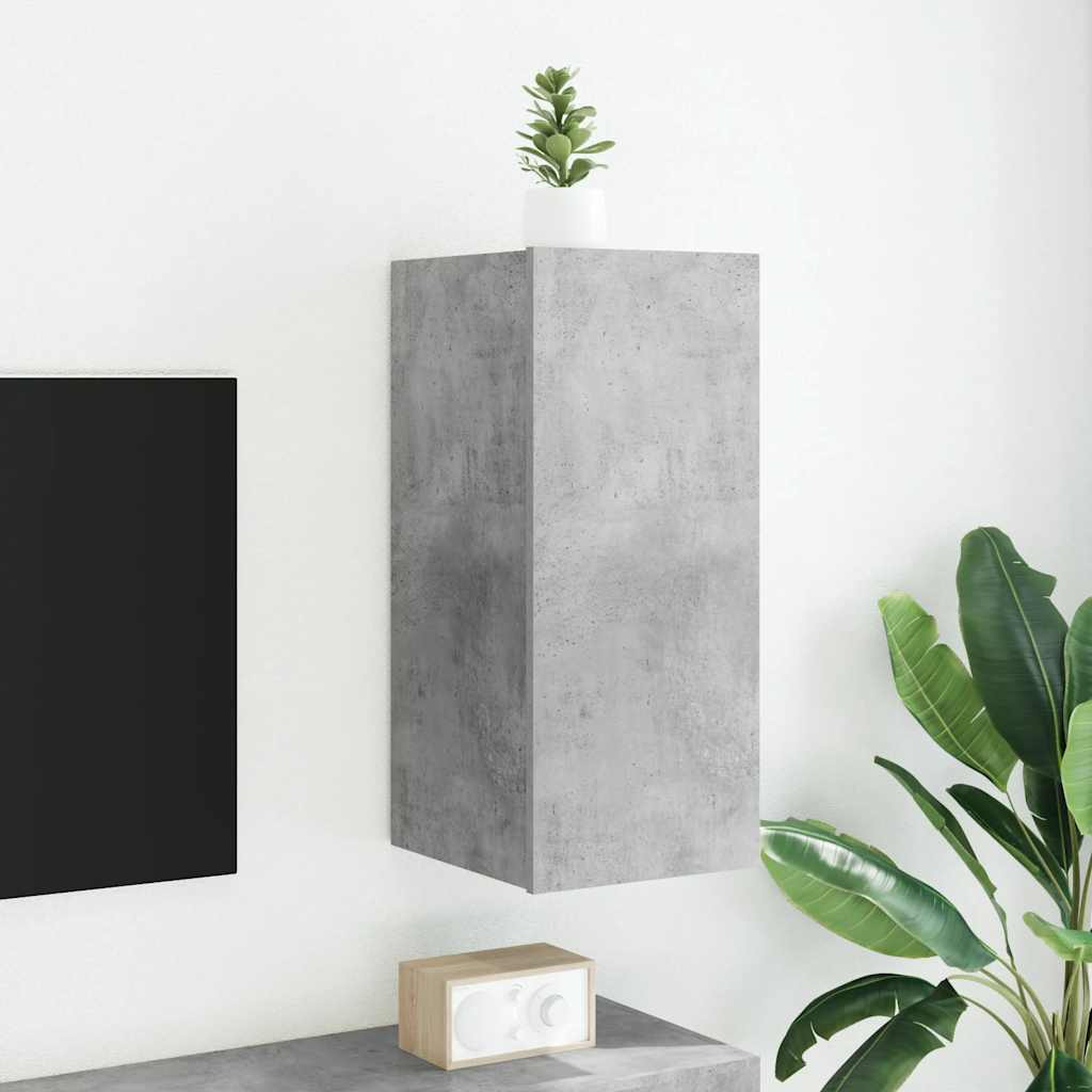 vidaXL TV-Wandschrank mit LED-Leuchten Betongrau 30,5x35x70 cm