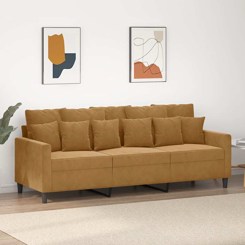 vidaXL 3-Sitzer-Sofa Braun 180 cm Samt
