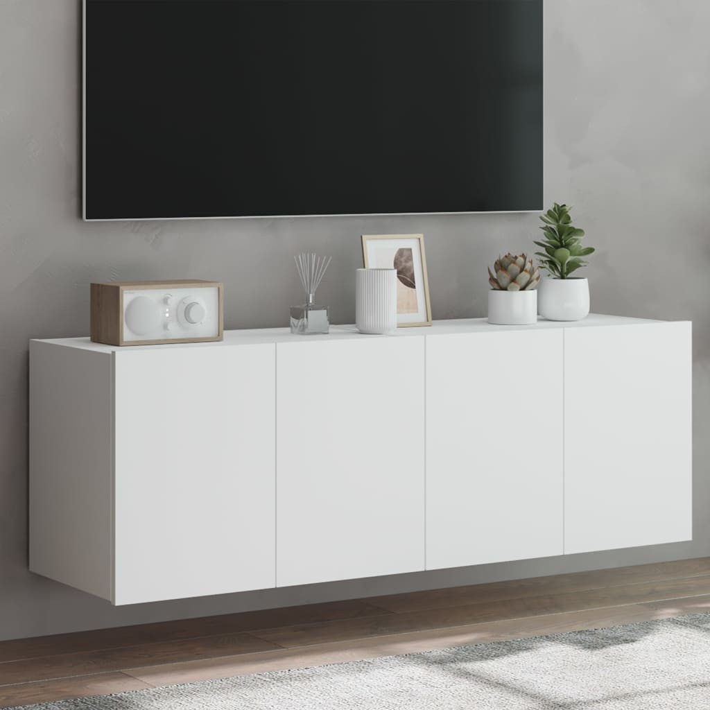 vidaXL TV-Wandschränke mit LED-Leuchten 2 Stk. Weiß 60x35x41 cm
