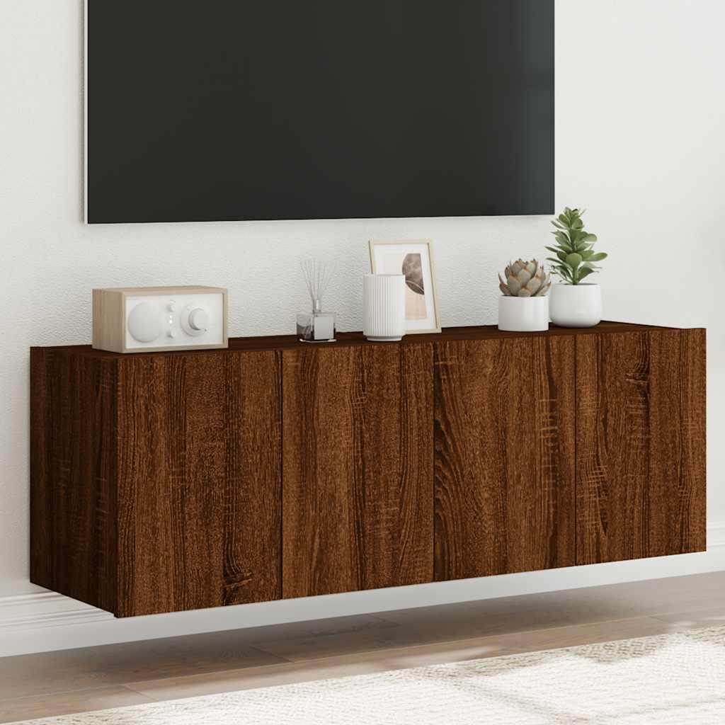 vidaXL TV-Wandschränke mit LED-Leuchten 2 Stk. Braun Eichen-Optik