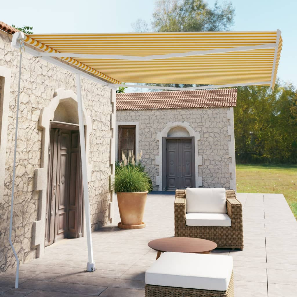 vidaXL Standmarkise Manuell Einziehbar 300x250 cm Gelb/Weiß