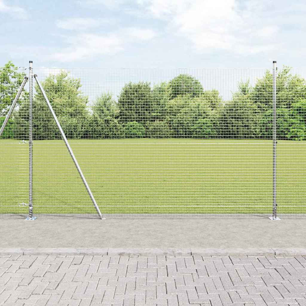 vidaXL Geschweißter Drahtzaun mit Betonsockel 25 x 1,5 m Silber Netz