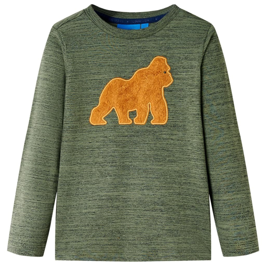 Kinder-Langarmshirt Khaki Melange 128