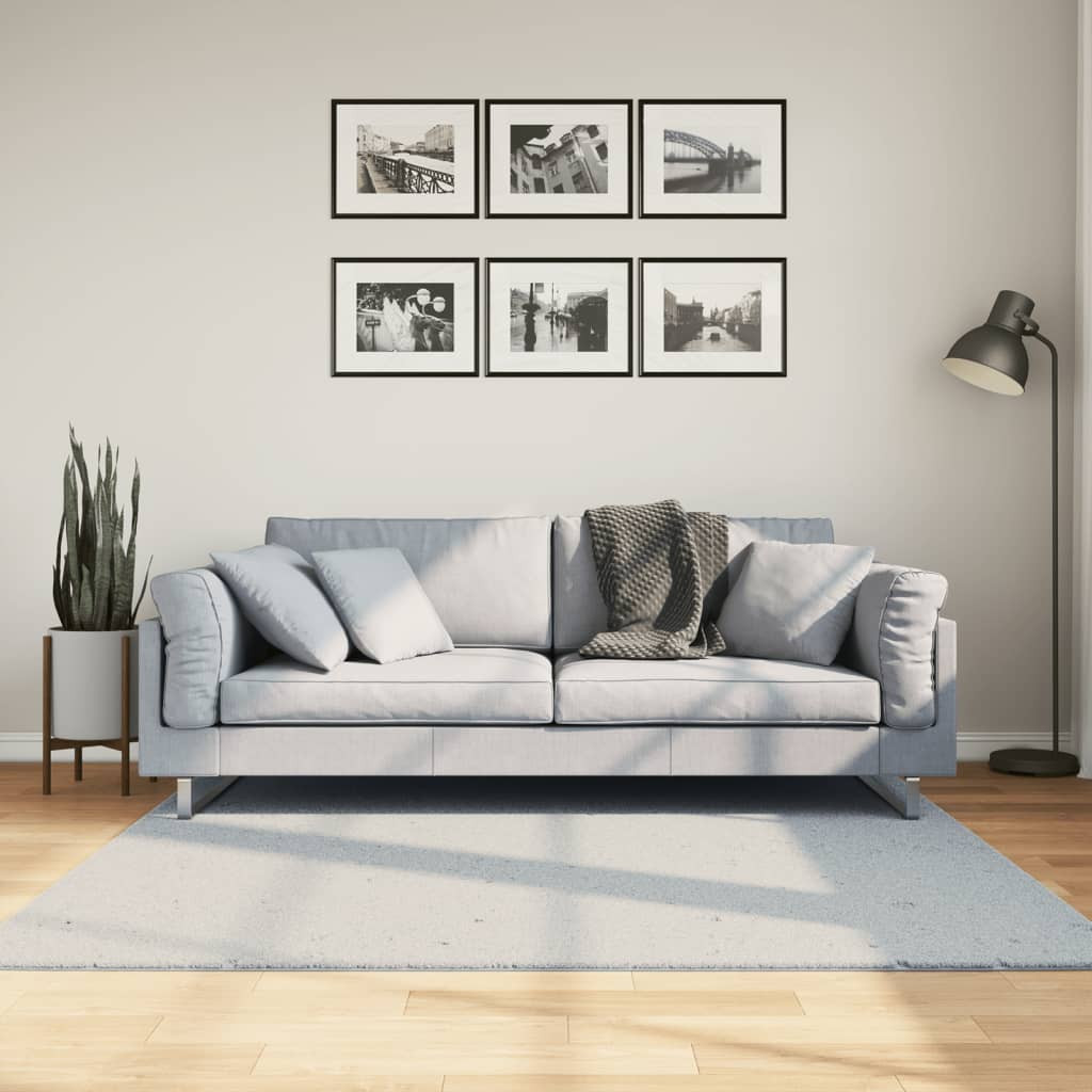 vidaXL Teppich HUARTE Kurzflor Weich und Waschbar Blau 160x160 cm