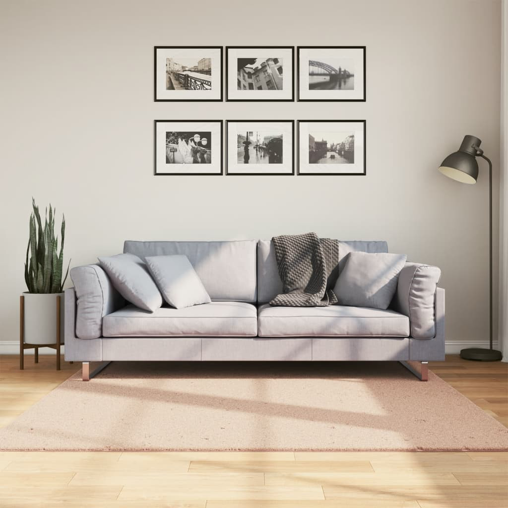 vidaXL Teppich HUARTE Kurzflor Weich und Waschbar Blassrosa 160x160 cm