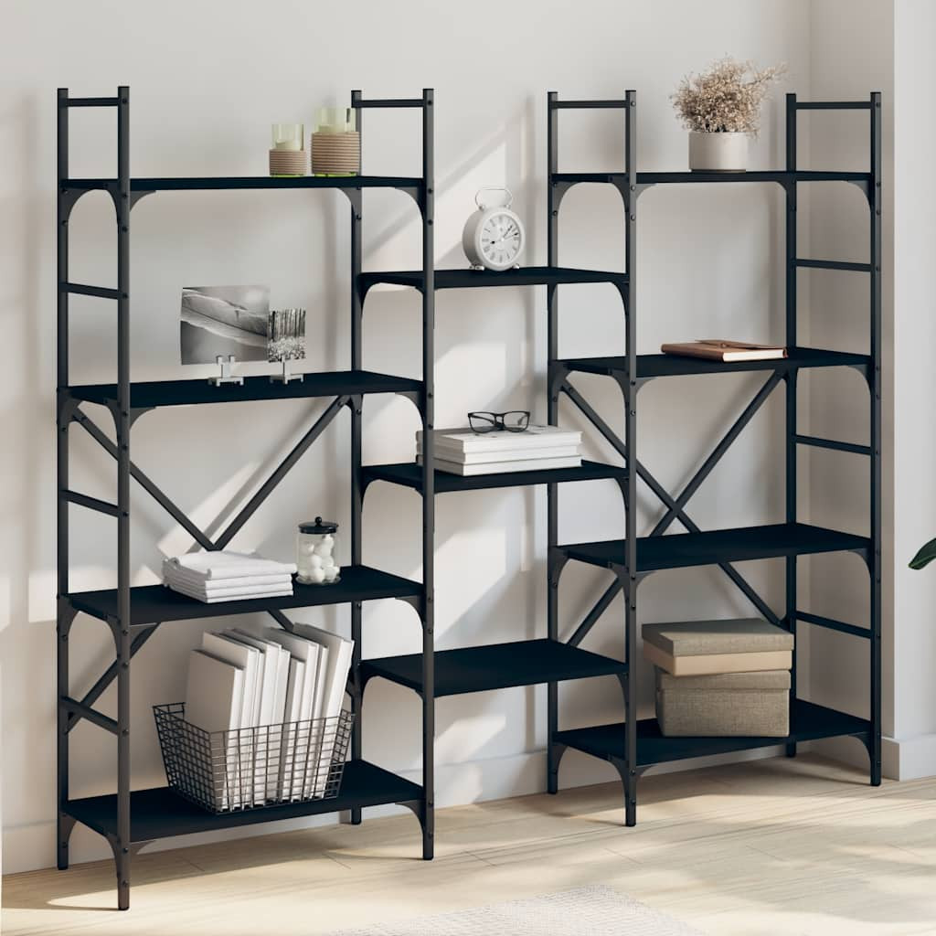 vidaXL Bücherregal Schwarz 160x28,5x136,5 cm Holzwerkstoff