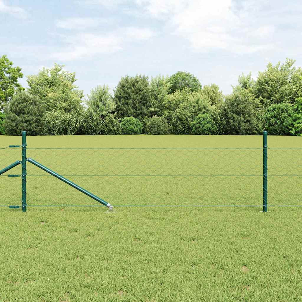 vidaXL Sechseckzaun mit Pfosten 25 x 0,5 m PVC-beschichteter Stahl