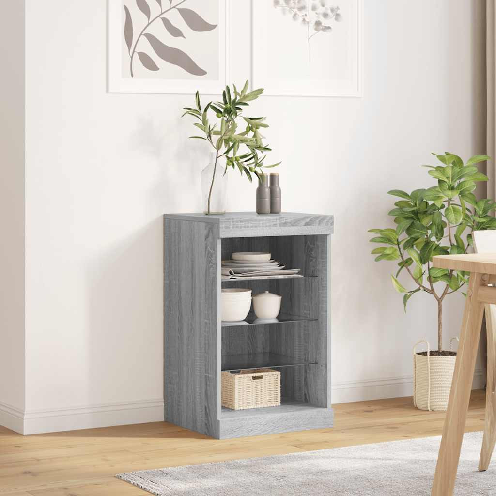 vidaXL Sideboard mit LED-Leuchten Grau Sonoma 41x37x67 cm