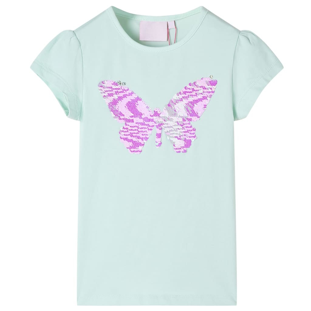 Kinder-T-Shirt mit Flügelärmeln Helles Minzgrün 128