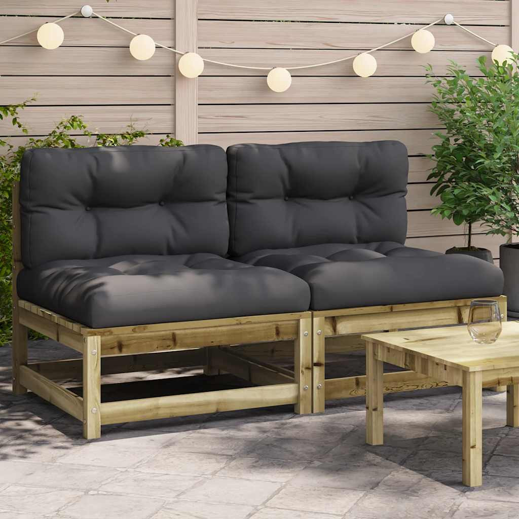 vidaXL Gartensofas ohne Armlehnen mit Kissen 2 Stk. Kiefernholz