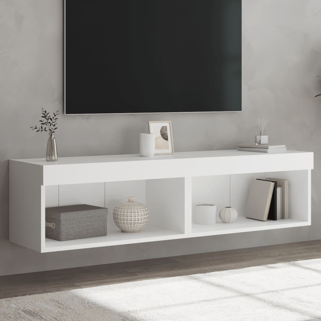 vidaXL TV-Schränke mit LED-Leuchten 2 Stk. Weiß 60x30x30 cm