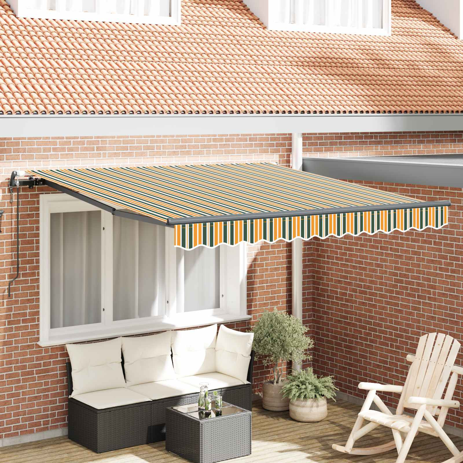 vidaXL Ausziehbare Markise Grün und Gelb 350 x 250 cm